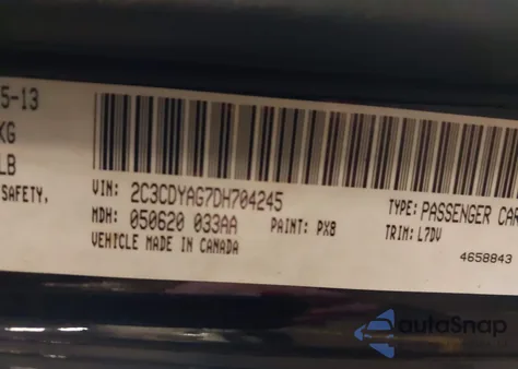 2013 Dodge Challenger Sxt from USA, damaged, VIN 2C3CDYAG7DH704245